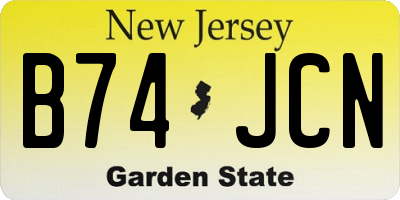 NJ license plate B74JCN