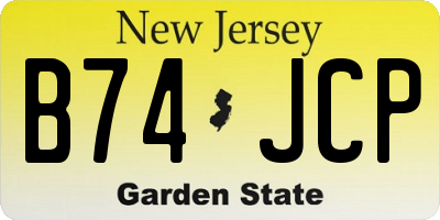 NJ license plate B74JCP