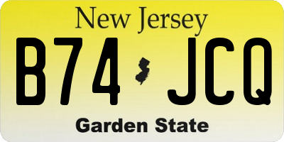 NJ license plate B74JCQ