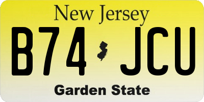 NJ license plate B74JCU