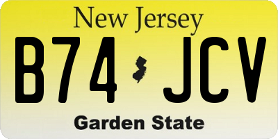 NJ license plate B74JCV
