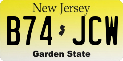 NJ license plate B74JCW
