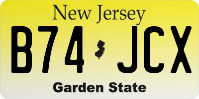 NJ license plate B74JCX