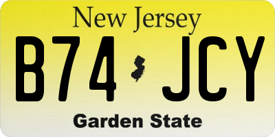 NJ license plate B74JCY