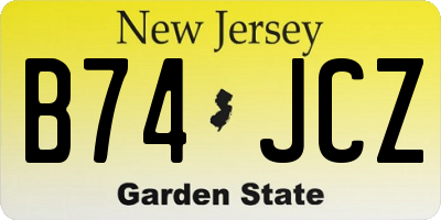 NJ license plate B74JCZ