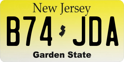 NJ license plate B74JDA