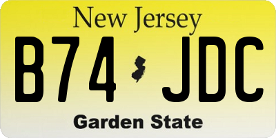 NJ license plate B74JDC