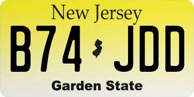 NJ license plate B74JDD