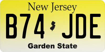 NJ license plate B74JDE