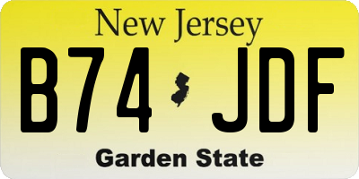 NJ license plate B74JDF