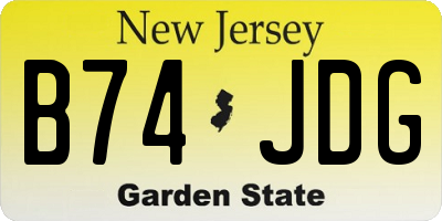 NJ license plate B74JDG