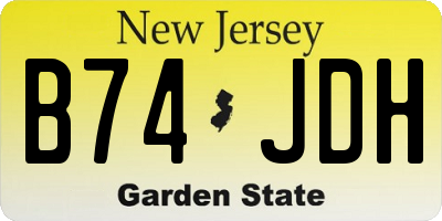 NJ license plate B74JDH