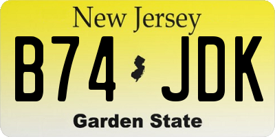 NJ license plate B74JDK