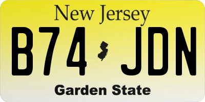 NJ license plate B74JDN