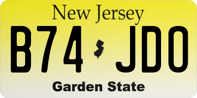 NJ license plate B74JDO