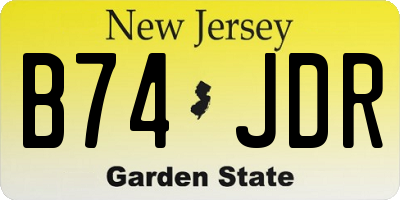 NJ license plate B74JDR
