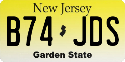 NJ license plate B74JDS