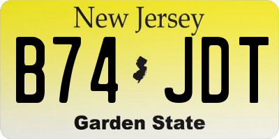 NJ license plate B74JDT
