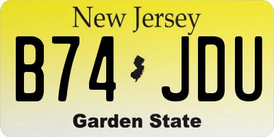 NJ license plate B74JDU