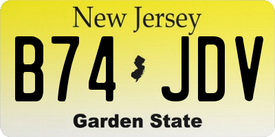 NJ license plate B74JDV