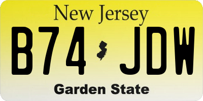 NJ license plate B74JDW