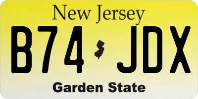 NJ license plate B74JDX