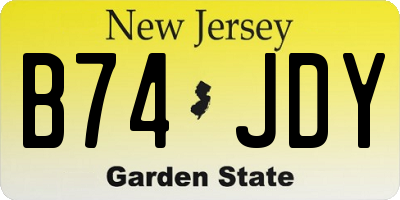 NJ license plate B74JDY