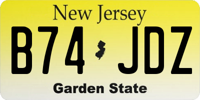 NJ license plate B74JDZ