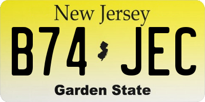 NJ license plate B74JEC