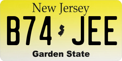 NJ license plate B74JEE