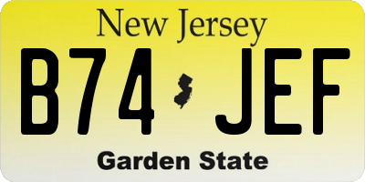 NJ license plate B74JEF