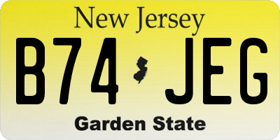 NJ license plate B74JEG