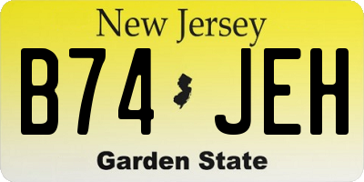 NJ license plate B74JEH
