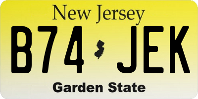 NJ license plate B74JEK