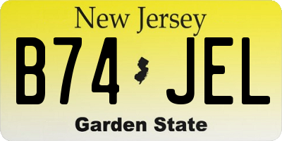 NJ license plate B74JEL