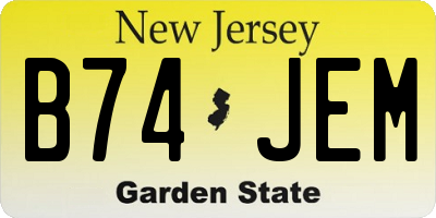 NJ license plate B74JEM
