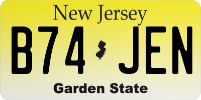 NJ license plate B74JEN
