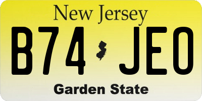 NJ license plate B74JEO