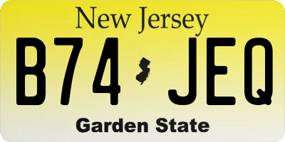 NJ license plate B74JEQ