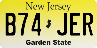 NJ license plate B74JER