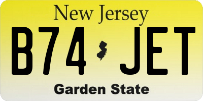 NJ license plate B74JET