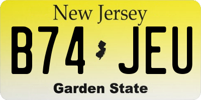NJ license plate B74JEU