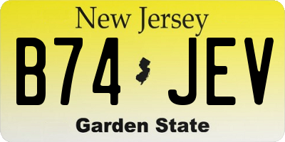 NJ license plate B74JEV