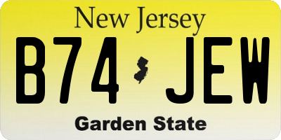 NJ license plate B74JEW