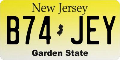 NJ license plate B74JEY