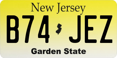 NJ license plate B74JEZ