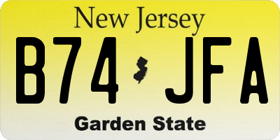 NJ license plate B74JFA