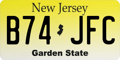 NJ license plate B74JFC