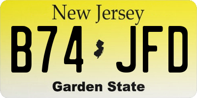 NJ license plate B74JFD