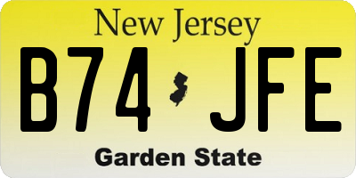 NJ license plate B74JFE